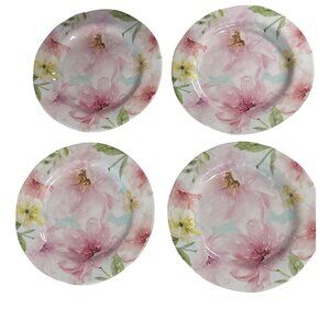 Nanette Lepore Floral Melamine Luncheon Plates 9" Dishwasher Safe Set Of 4